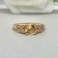 thumbnail image 2 of HeartsAndYou 1ct Round Cut Champagne Moissanite Floral Leaf Engagement Ring for Women 18k Yellow Gold Over Silver, 2 of 9