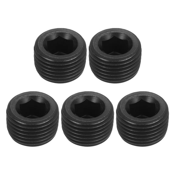 5Pcs Socket Pipe Plugs, PT 1/2"Carbon Steel Hex Thread Pipe Caps, Black