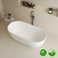 thumbnail image 3 of Rainlex 59" Freestanding Bathtub, Oval Shaped Stone Resin Freestanding Tubs, Solid Surface Matte White Soaking Tub with Overflow and Pop-up Drain RX-S05-59, 3 of 12