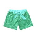 thumbnail image 3 of iiniim Girls Boys Sequins Dance Shorts with Bowknot Training Gymnastics Hip Hop Rave Light Green 5-6, 3 of 7
