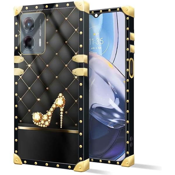 wonima11 Compatible with Motorola Moto G 5G 2023 Case, J Golden High Heels Luxury Elegant Soft TPU Shockproof Protective Metal Decoration Corner Back Cover Case