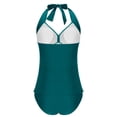 thumbnail image 5 of IYYVV Womens Two Piece Swimsuits Tummy Control Tankini Plus Size Tummy Control Bathing Suit Halter V Neck Swimwear Turquoise M, 5 of 5