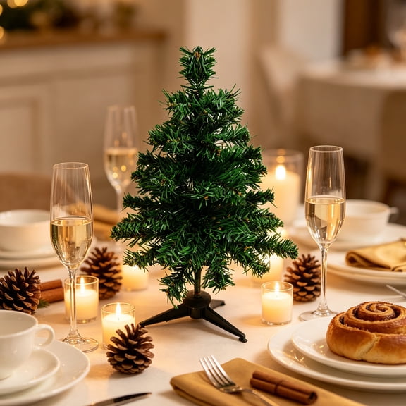 Byndra Christmas Tabletop Mini Tree, 30cm Artificial Small Xmas Tree with Ornaments and Classic Style, Desktop Holiday Decoration for Home, Office, Party, Seasonal Display