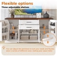 thumbnail image 5 of CQSXDA 63 Inch Farmhouse Barn Door Storage Cabinet With Two Drawers, Adjustable Shelves For Kitchen, Living Room & Dining Room，White, 5 of 14