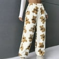 thumbnail image 2 of Women's Cute Bear Plush Pajama Pants Cozy Fuzzy Lounge Pants Soft Fluffy Fall Warm Pjs Bottoms Sleepwear, 2 of 5