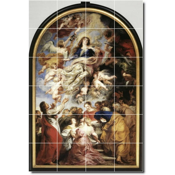 Ceramic Tile Mural-Peter Rubens Religious Floor Tile Mural 8. 32" w x 48" h using (24) 8 x 8 ceramic tiles