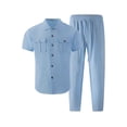 thumbnail image 4 of StSilkitty 2 Piece Outfits for Mens Short Sleeve Button down Shirts and Drawstring Pants Sets Summer Casual Outfit with Pocket, 4 of 6