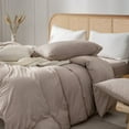 thumbnail image 5 of ZOVAN Linen Feel Duvet Cover Set 100% Washed Cotton Super Soft Breathable Durable ( Khaki, King), 5 of 7