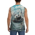 thumbnail image 4 of Lsque Panda In Futuristic City Print Men's Cotton Blend Sleeveless Muscle Shirts (S-3XL)- Moisture Wicking, Odor Protection, UPF 30+,Medium, 4 of 8