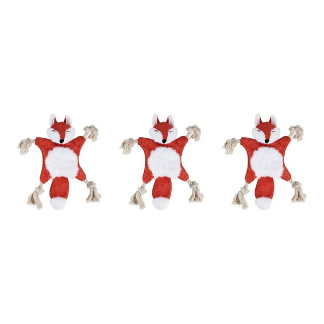 Wisewang Stylish Plush Dog Toy Safe And Durable For Long-term Easy To Clean Polyester Squeaky Dog Soft Toy fox 3Set
