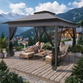 thumbnail image 3 of COBIZI 11x11 Pop up Gazebo Outdoor Canopy Gazebo Patio Gazebo with Mosquito Netting Canopy Shelter with 121 Square feet of Shade for Poolside, Garden, Party and Backyard, Gray, 3 of 12