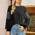 thumbnail image 5 of Womens Sweatshirts Cotton Crew Neck Casual Long Sleeve Pullover Tops Black L, 5 of 6