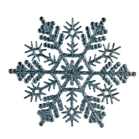 Northlight 24ct Glittered Snowflake Christmas Ornaments 4" Blue