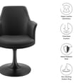 thumbnail image 3 of Modway Lippa Vegan Leather Upholstered Swivel Dining Armchair in Black Black, 3 of 10