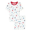 Unisex Americana Short Sleeve Top and Shorts Cotton Snug Fit Pajama Set, 2 Piece, Size 4-10