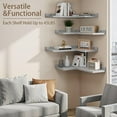 thumbnail image 4 of 4 Tier Floating Corner Shelves Grey Set of 4, Rustic Pine Wooden Floating Corner Wall Shelf for Wall Décor Storage, L Shaped Corner Shelf Wall Mount for Bedroom, Living Room, Bathroom, Kitchen., 4 of 10
