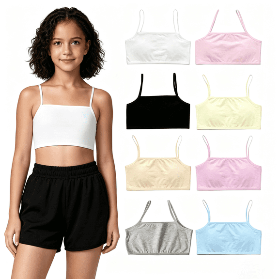 Girls Training Bra Teen Cotton Developed Kids Sports No Wire TrainerWireless Bras for Women Teens 8-12 Years