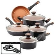 Farberware Glide Copper Ceramic Nonstick Cookware Set, Black, 12-Piece