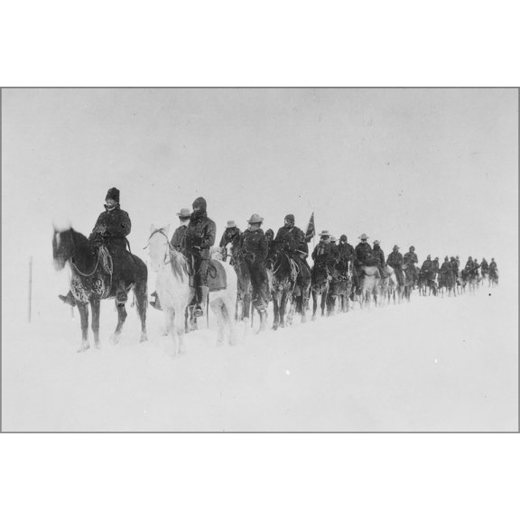 24"x36" Gallery Poster, Return of Casey's scouts from the fight at Wounded Knee, 1890--91