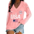 thumbnail image 2 of WHEANG Women's USA 250th Anniversary Shirt 1776-2026 Patriotic V Neck Long Sleeve Tee American Flag Graphic Tops Fashion Summer Comfortable Tee Color Pink Size XXXXXL, 2 of 4