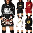thumbnail image 2 of Christmas hot sale printed mid-length pocket hooded long-sleeved sweater, 2 of 11