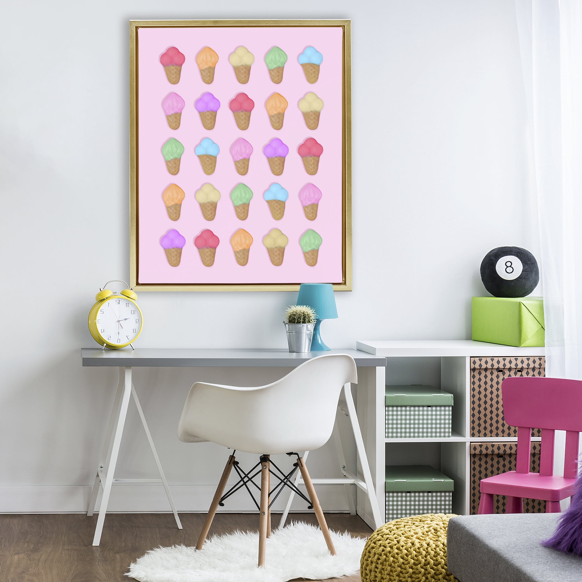 Stupell Industries Ice Cream Shaped Candies Gold Framed Floater Canvas Wall Art, design by LISH Creative
