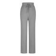 thumbnail image 6 of XFLWAM Women's Pleated Ribbed Sweatpants Drawstring Elastic High Waisted Wide Leg Palazzo Pants Casual Straight Leg Lounge Trousers Gray M, 6 of 8