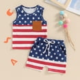 thumbnail image 6 of Douhoow Toddler Boy 4th of July Outfit 12M 18M 24M 3T 4T Kids Stars Stripes Sleeveless Tank Top Shorts 2Pcs Summer Set, 6 of 9