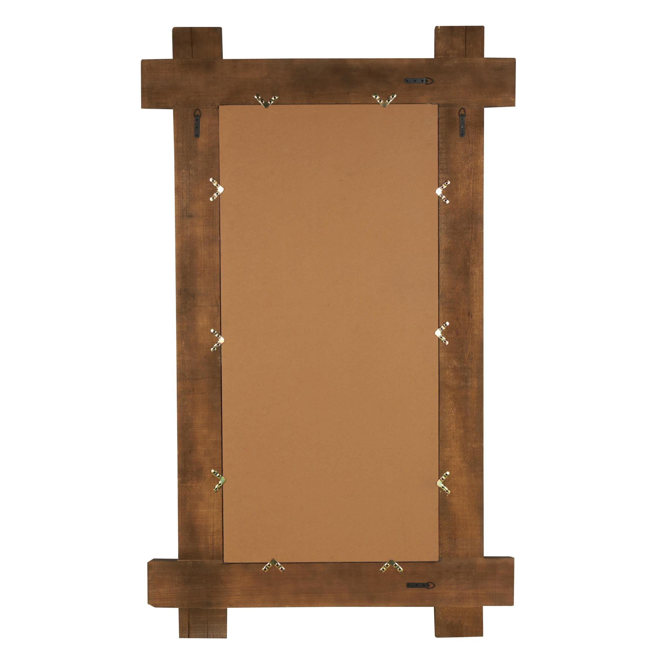 DecMode 48" x 78" Brown Wall Mirror with Extended Frame and Natural Wood Grain and Texture