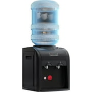 Countertop Water Cooler, Hot & Cold Water Dispenser, Top Loading Water Cooler Dispenser, Holds 3 or 5 Gallon Bottle, with Anti-Scalding Design&Child Safety Lock for Home Kitchens Office(Black)