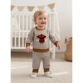 thumbnail image 6 of BemeyourBBs Boy Thanksgiving Sets Long Sleeve Turkey Embroidery Striped Tops Pants, 6 of 9