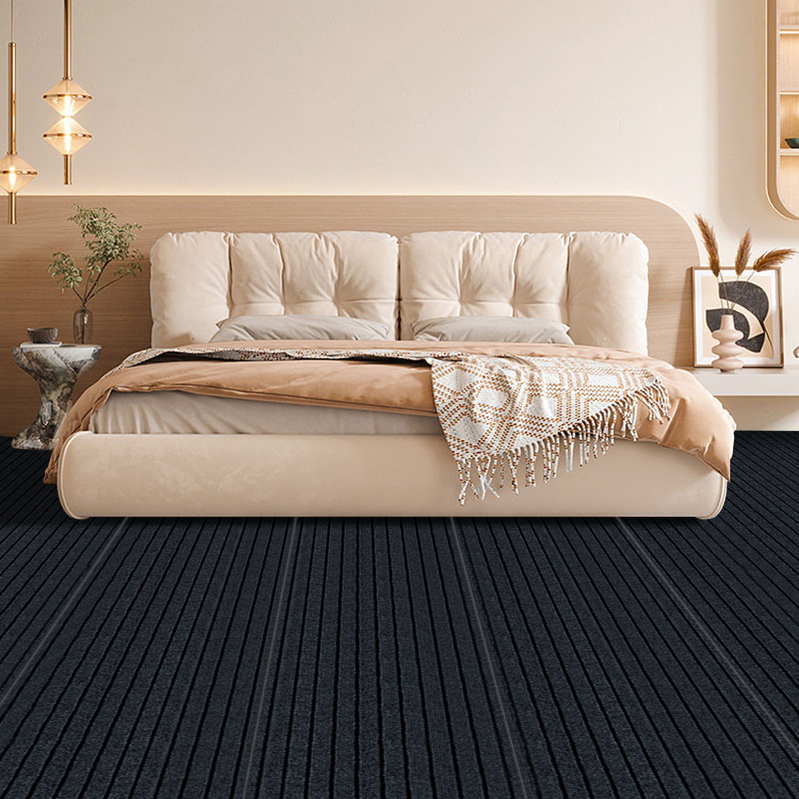 TOOL1SHOoo 20ft Stair Runner Rugs Dark Gray Stripe DIY Non-Slip Carpet for Indoor Stair Hallway