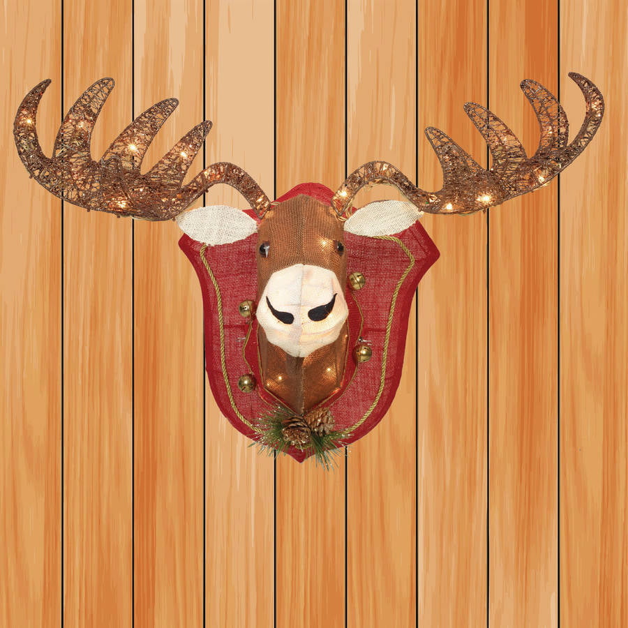 Small 27cm Tall Christmas Moose Head Hanging Wall Decoration Reindeer Bust