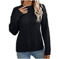 thumbnail image 3 of Fartey Women's Cable Knit Sweater Loose Fit Fall Long Sleeve Chunky Knitwear Cozy Crew Neck Pullover Sweaters Winter Fashion Clothing Black L, 3 of 6