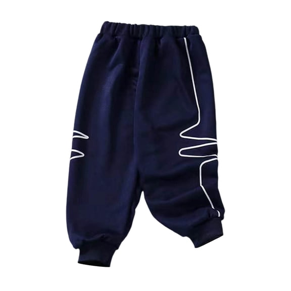 WhouRiu Little Boy' Pants Striped Elastic Waist Joggers Cargo Sweatpants Kids Soft Athletic Loose Autumn Trousers Blue,Sized 5-6