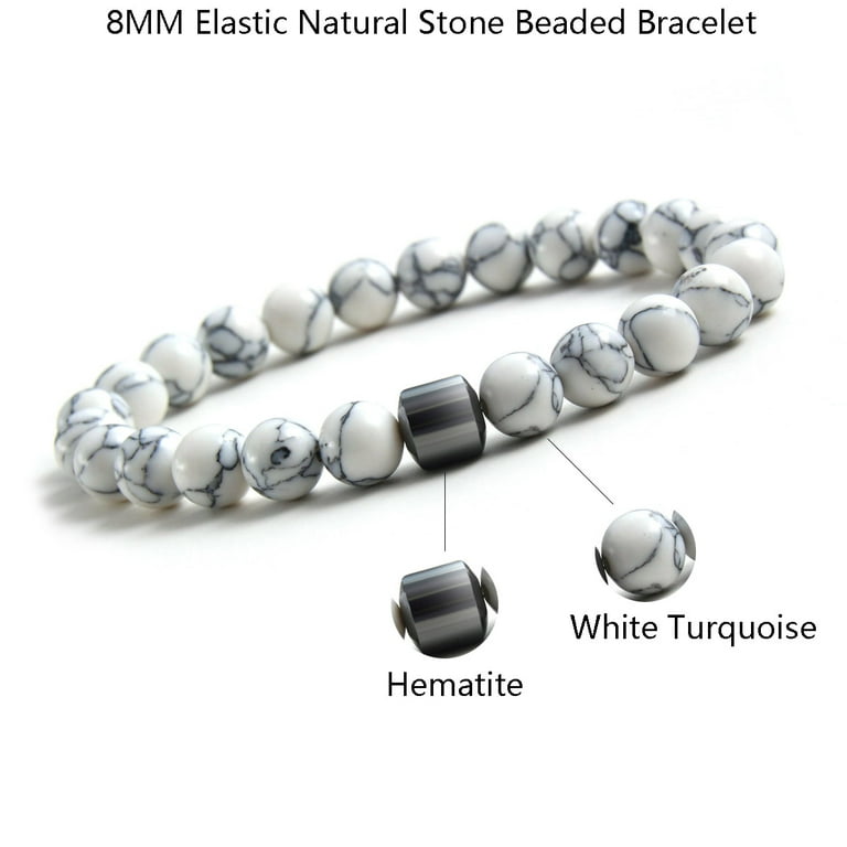 Z ZACHÉ 4pcs/set Natural Stone Bracelet, 8mm Map Stone, Howlite