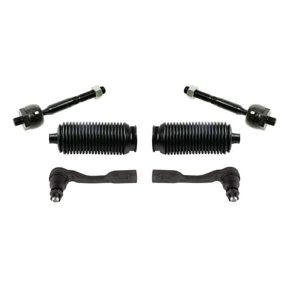PartsW - 6 Pc Front Steering Kit Inner & Outer Tie Rod Ends with Rack & Pinion Bellow Boots