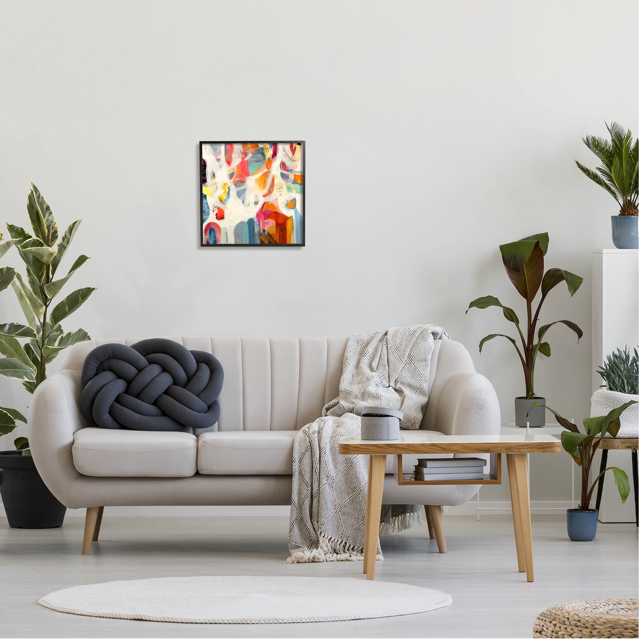 Modern Mixed Shapes Assortment Abstract Painting Black Framed Art Print Wall Art