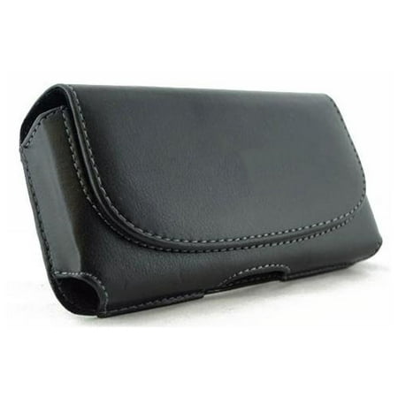 Black Horizontal Leather Case Cover Protective Pouch Holster Belt Clip w Loops Q7A for iPhone 5 5C