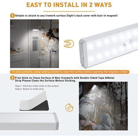 

LED Closet Light Newest 20LEDs Dimmer USB Rechargeable Motion Sensor Light Under Cabinet Lighting with Remote Control Wireless Stick-Anywhere Night Safe Light Bar for Wardrobe Kitchen-5