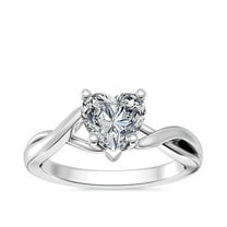 1.00 Carat Heart Shaped Real Diamond Wonderful Solitaire Ring for Wedding Solid 14K White Gold Size 7
