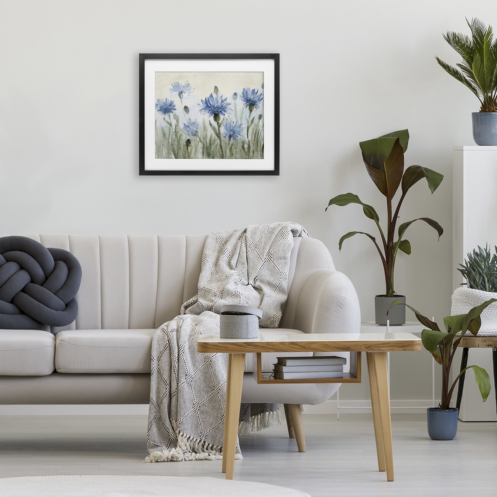 Stupell Industries Blue Cornflowers Meadow Black Framed Print Under Glass, design by Lanie Loreth