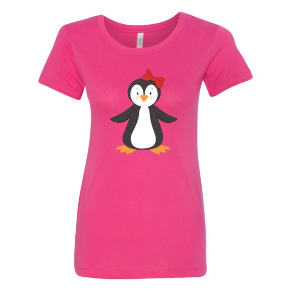 Inktastic Cute Penguin, Little Penguin, Penguin with Bow Women's T-Shirt