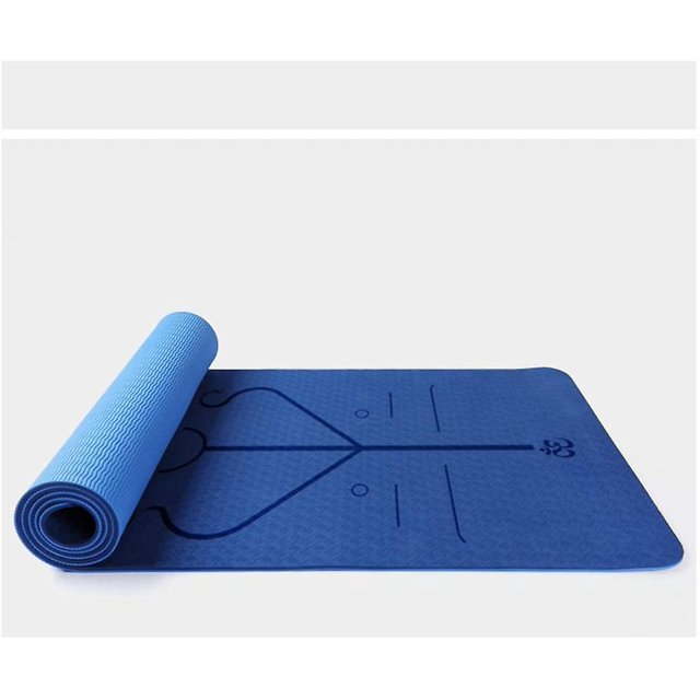 Esterilla De Yoga Femenina Profesional Antideslizante Alargamiento Engrosamiento Ensanchamiento Fitness Azul Oscuro + Lago. Afortunado Sencillez