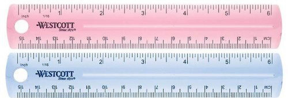 Westcott 6 Plastic Ruler, Assorted Colors (2 pack) (00414)