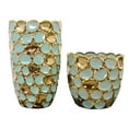 thumbnail image 2 of AFD Home 12019331 7 x 7 x 11.5 in. Torquoise & Gold Accent Vases, Blue & Cold - Set of 2, 2 of 5
