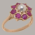 thumbnail image 2 of LBG British Made 18k Rose Gold Cultured Pearl & Ruby Womens Anniversary Ring - 33 size options - Size 6.75, 2 of 6