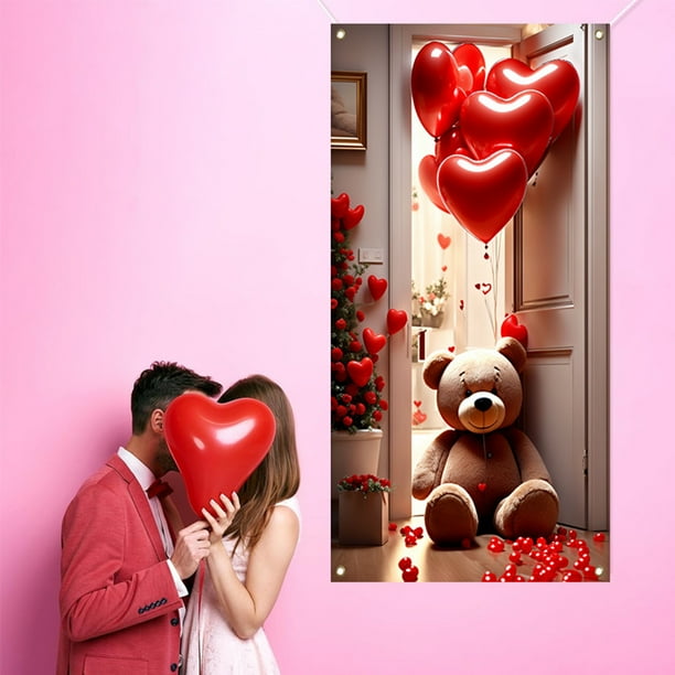 Tapices, tapiz colgante de pared con fondo romántico de San Valentín, cortina para interiores y exteriores, para puerta familiar, fiesta, dormitorio, cortina colgante