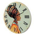 thumbnail image 3 of Designart 'Portrait of African American Woman With Turban III' Modern Wood Wall Clock, 3 of 5