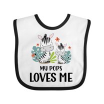 Inktastic Zebra My Pops Loves Me Boys or Girls Baby Bib